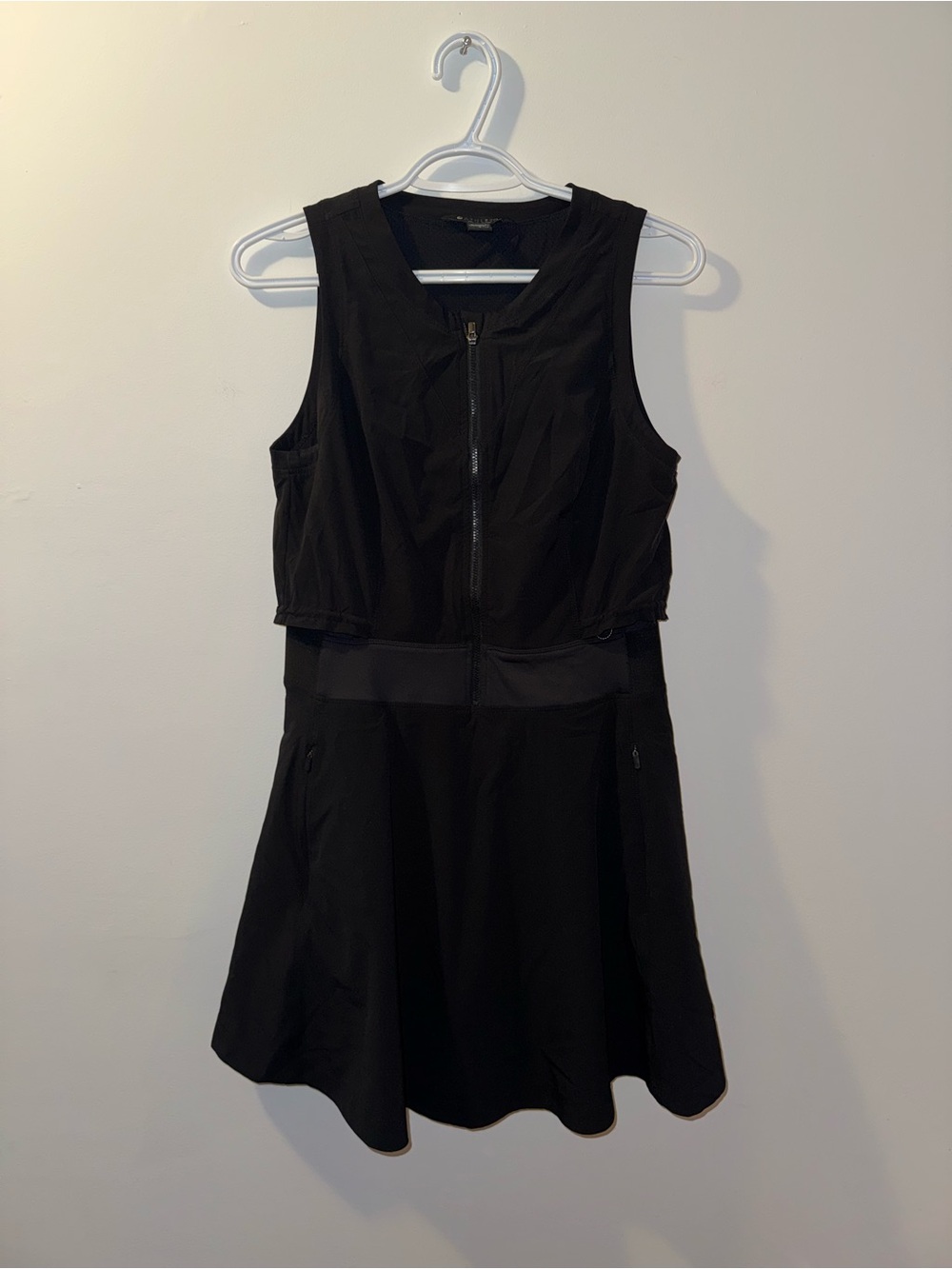 Athleta Black Sleeveless Zip-Front Mini Dress